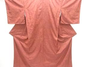 未使用品　縞に唐草模様織り出し手織り紬着物